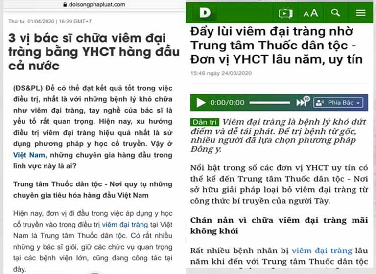 Báo chí đưa tin về bài thuốc Tiêu thực Phục tràng hoàn của Thuốc dân tộc