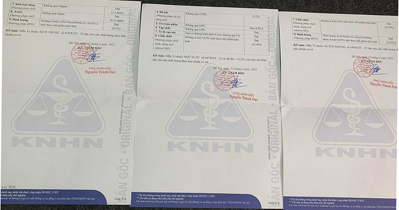 Ảnh kiểm nghiệm vị thuốc trong Nhất Nam Bình Vị Khang mặt sau Ảnh kiểm nghiệm vị thuốc trong Nhất Nam Bình Vị Khang mặt sau