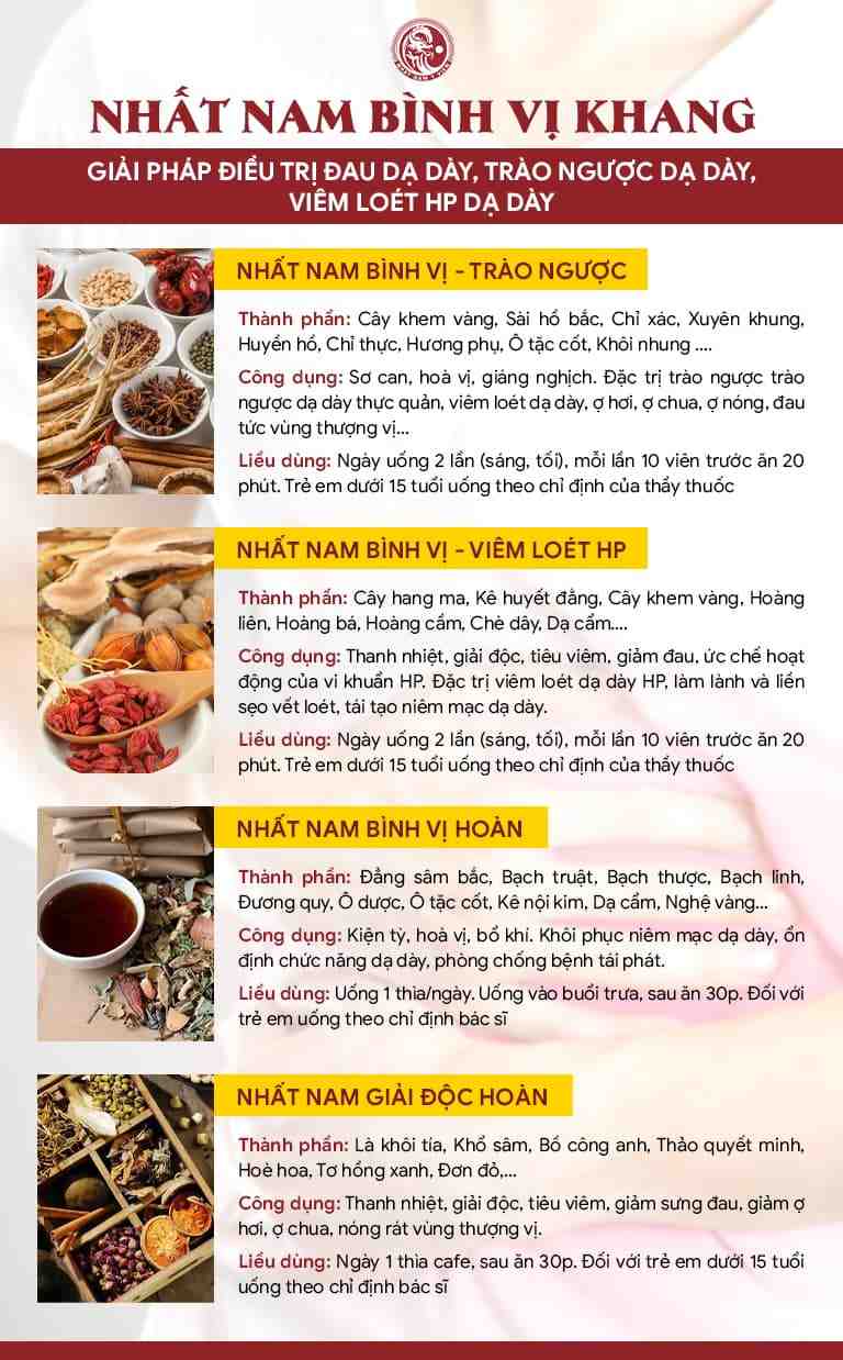 Thành phần và công dụng của bài thuốc Nhất Nam Bình Vị Khang
