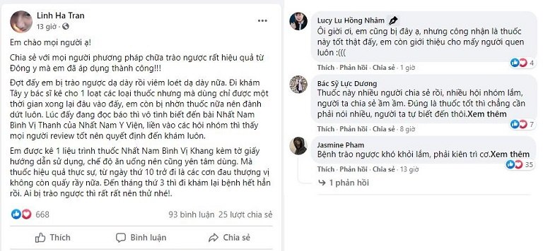 Rất nhiều người dành lời khen cho bài thuốc Nhất Nam Bình Vị Khang Rất nhiều người dành lời khen cho bài thuốc Nhất Nam Bình Vị Khang