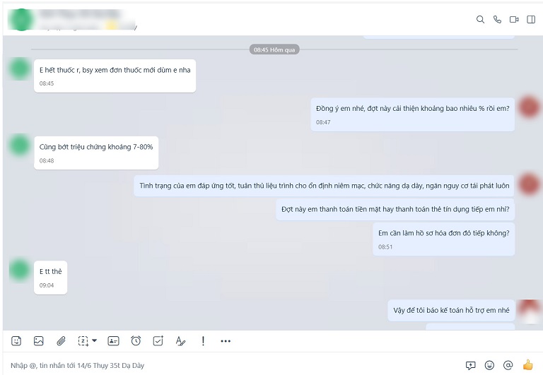 Phản hồi tích cực từ bệnh nhân Phản hồi tích cực từ bệnh nhân