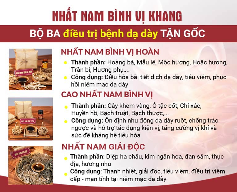 Bài thuốc Nhất Nam Bình Vị Khang gồm 3 bài thuốc nhỏ